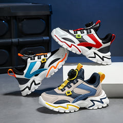 Boy's Chunky Shoes With Rotating Buckle Non Slip Sneakers
