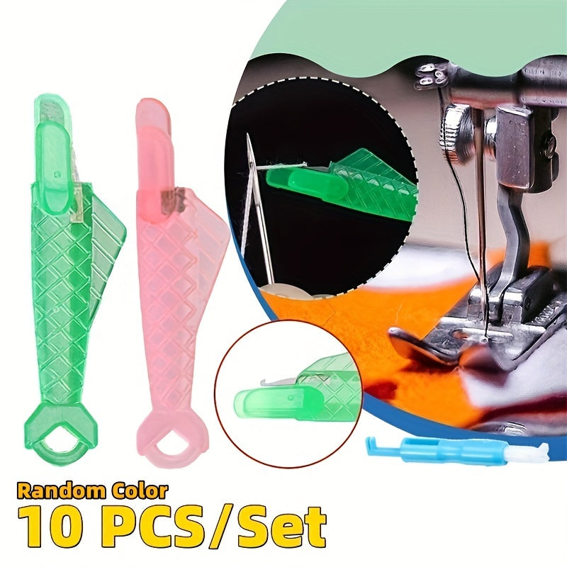 10pcs Plastic Fish Needle Threaders Sewing Tool for Embroidery Cross Stitch