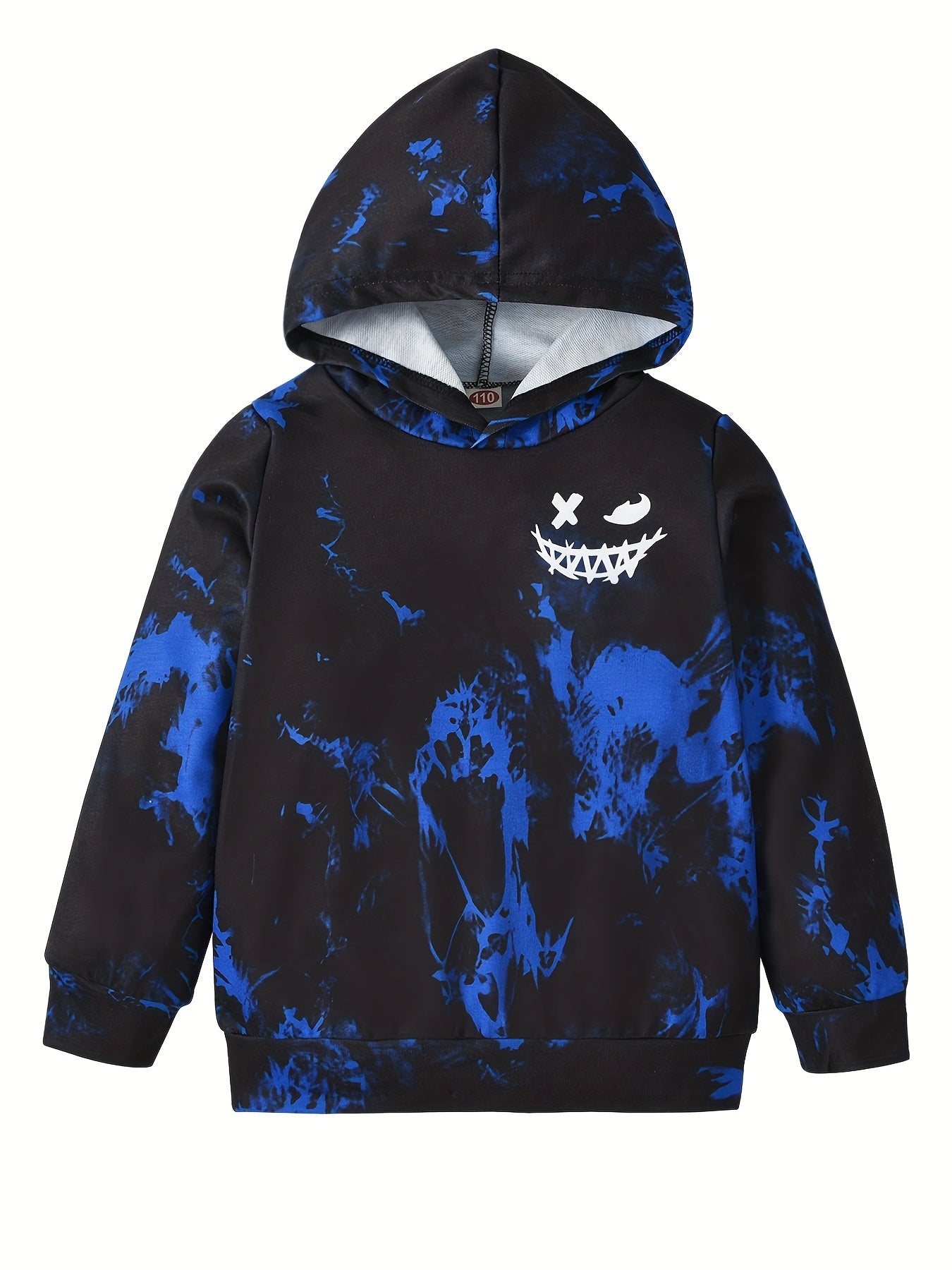 Evil Smiling Tie Dye Boys Hooded Sweatshirt