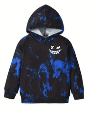 Evil Smiling Tie Dye Boys Hooded Sweatshirt