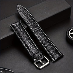 Crocodile Textured Leather Pin Buckle Strap 16-24mm