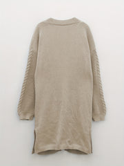 Solid Jacquard Lantern Sleeve Open Front Cardigan