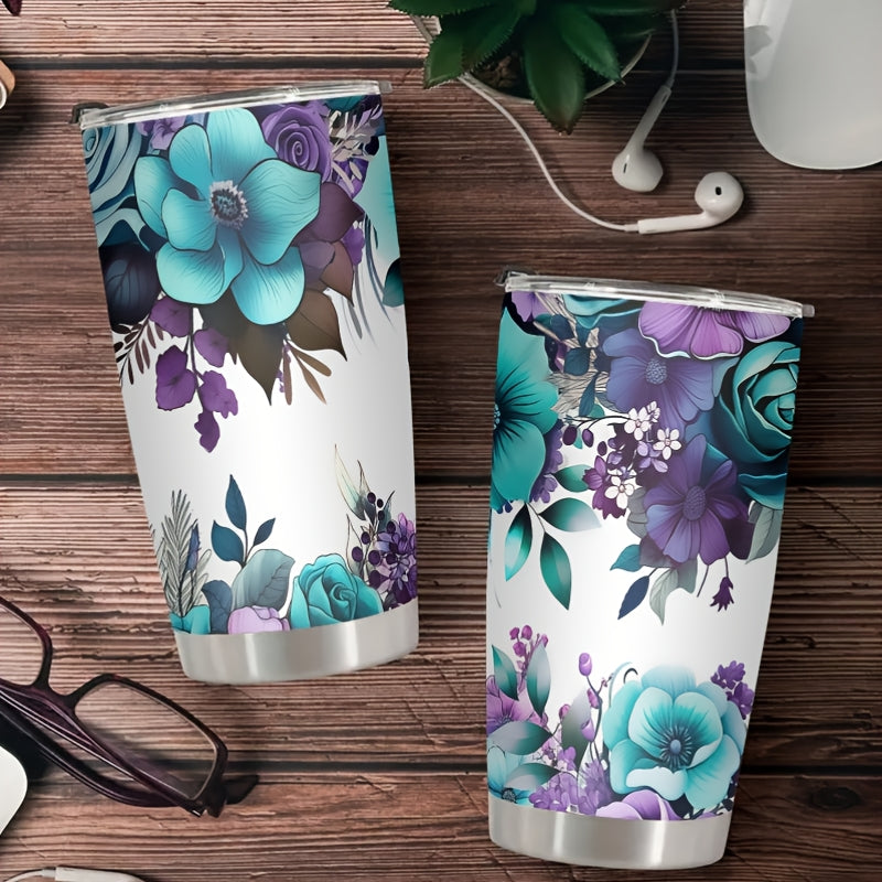 Floral Print Insulated Travel Mug 20oz Stainless Steel