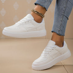 Faux Leather Flat Skate Shoes Non Slip Outdoor Sneakers