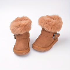 Girl's Solid Snow Boots Warm Fleece Cozy Non slip Ankle Boots