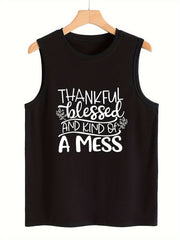 Letter Print Versatile Sports Vest Stretchy Casual Tops Women's Activewear
