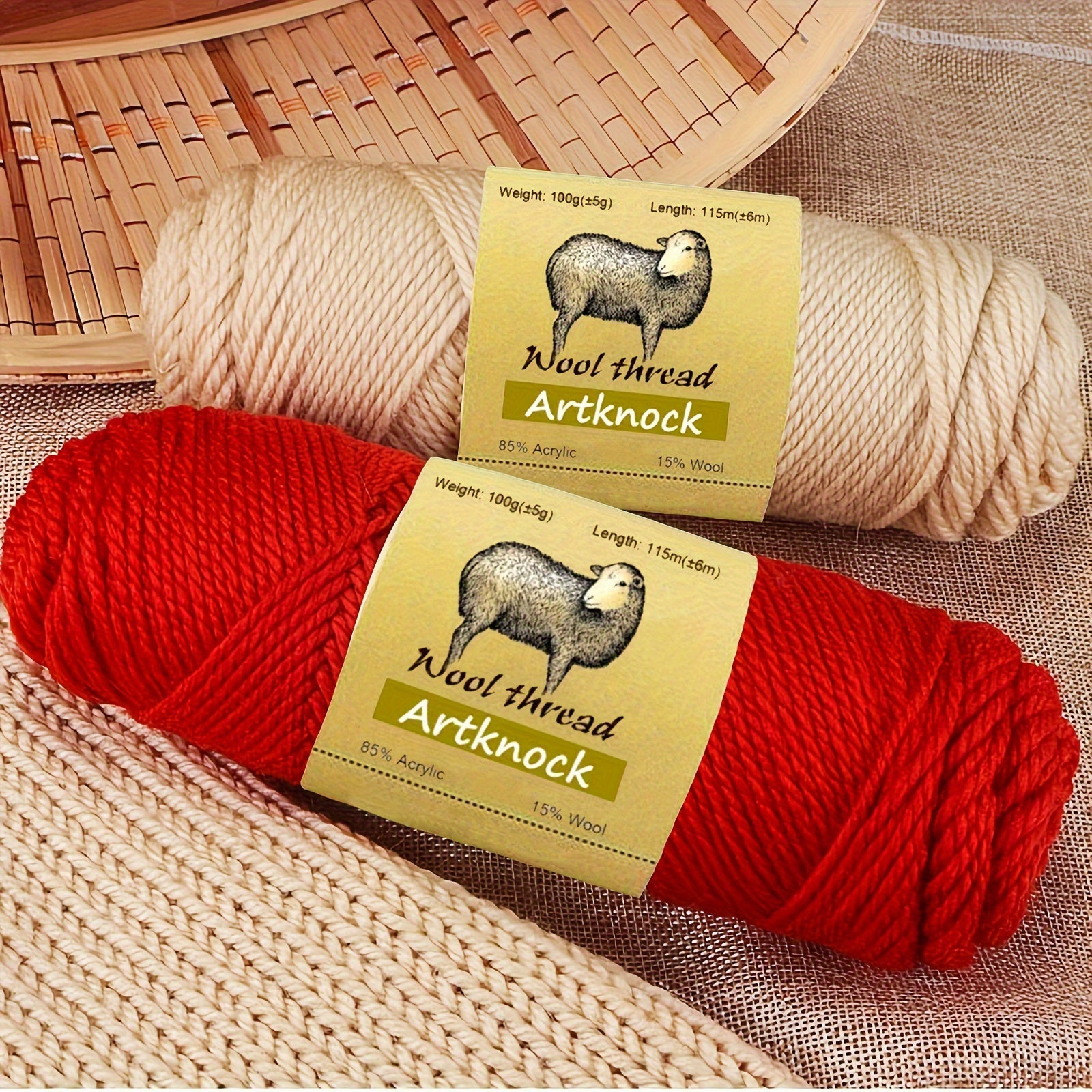 100g Wool Yarn w/ 2 Blue Markers for Knitting Cardigan Blanket