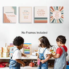 4pcs Boho Classroom Decor Posters Motivational Quote Prints Teacher 20x25 UNFRAM