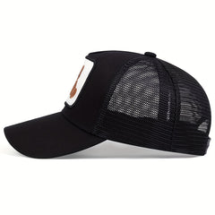 Unisex Sunshade Baseball Cap with Bear Embroidery