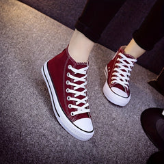 Women's High Top Canvas Sneakers Lace Up Walking Shoes
