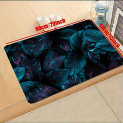Vintage Leaf Print Kitchen Rug Soft Cushioned Anti Fatigue Mat