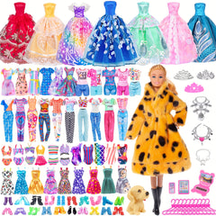 50pcs 11.5 Inch Girl Doll with Clothes Accessories - Doll Coat Princess Gowns Dr
