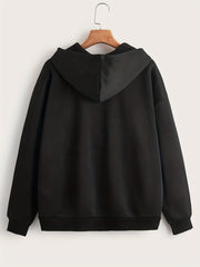 Casual Sports Hooded Sweatshirt Zipper Drawstring Hoodie