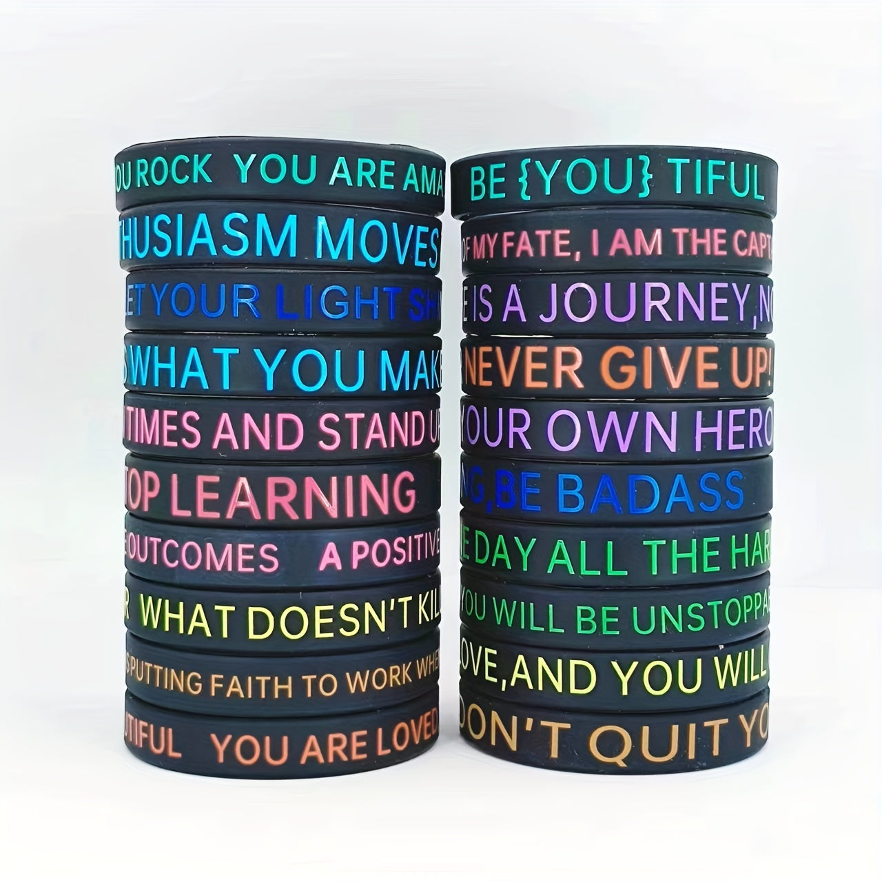 Inspirational Quotes Silicone Bracelet, Unisex Stretchy Sports Wristband