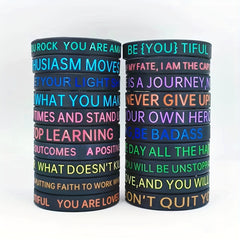 Inspirational Quotes Silicone Bracelet, Unisex Stretchy Sports Wristband