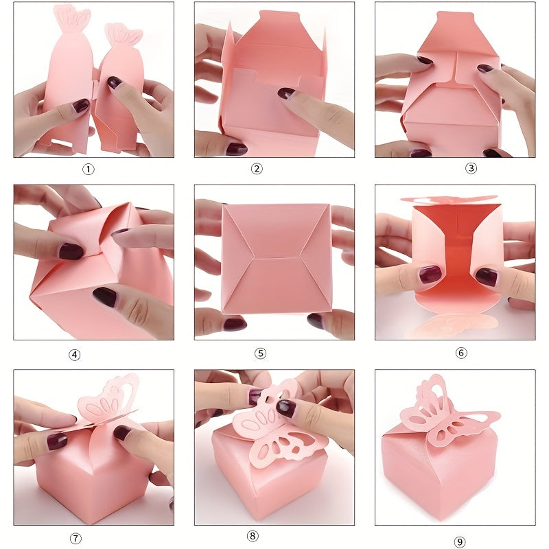 30pcs Purple Butterfly Favor Boxes Girl Baby Shower Butterfly Candy Box