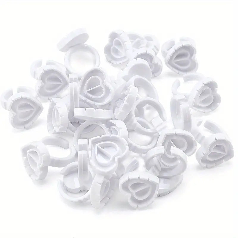 25pcs Heart Glue Rings for Eyelash Extensions Lash Glue Holders