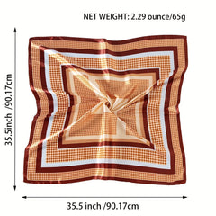Plaid Satin Square Scarf Classic Shawl Printed Hijab Silk Bandana