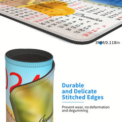 Calendar Mouse Pad with Stitched Edge Non Slip Base