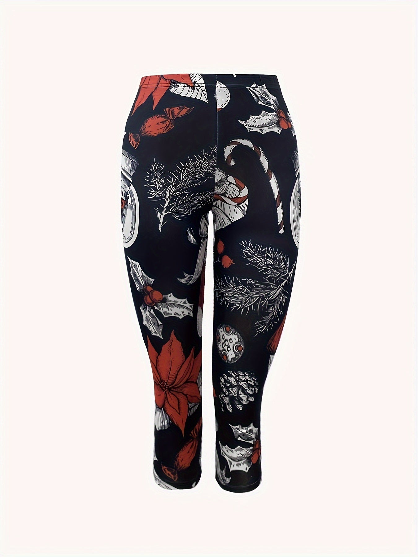 Christmas Cartoon Cropped Pants Stretch Leggings Activewear