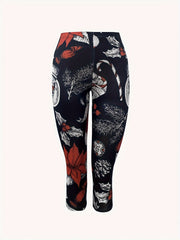 Christmas Cartoon Cropped Pants Stretch Leggings Activewear