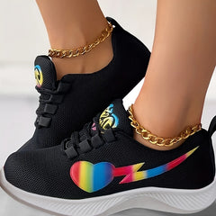 Women's Heart & Lightning Pattern Outdoor Sports Shoes Lightweight Non slip Shoe