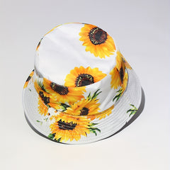 Sunflower Printed Bucket Hat Lightweight Sunscreen Fisherman Cap