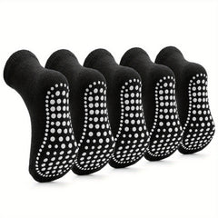 5 Pairs Girls Cotton Crew Socks, Anti-Skid Dots, Trampoline Short Socks