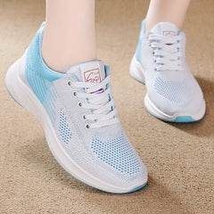 Women's Lace Up Knitted Sports Sneakers - Running & Work