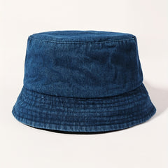 Denim Washed Bucket Hat Lightweight Solid Basin Hat Casual Sunshade