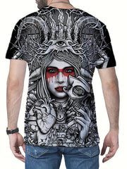 Men's Street Style Portrait Print Tee Shirt for Summer