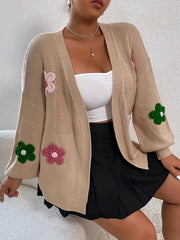 Floral Crochet Long Sleeve Open Front Cardigan