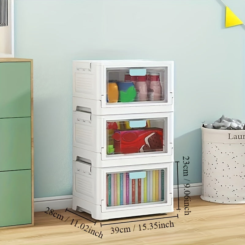 Large Capacity Clear Storage Bin With Wheels, Foldable Luggage Box