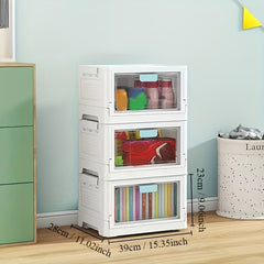 Large Capacity Clear Storage Bin With Wheels, Foldable Luggage Box