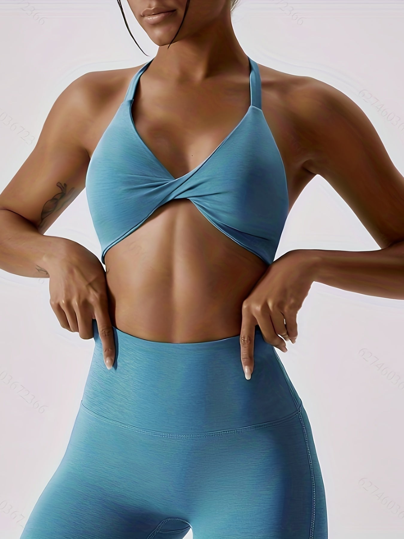 Solid Halter Cami Crop Top V Neck Sports Top Women's Lingerie