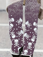 Women's Plus Gothic Skull & Splash Print Leggings