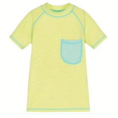 Boy's T shirt Swimsuit Clash Pocket Front Stretchy Bathing Suit