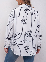 Abstract Stripe Print Button Up Shirt Top