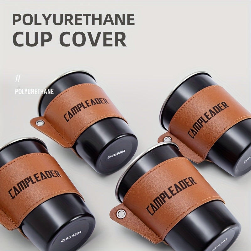 2pcs Faux Leather Cup Protective Cover Anti Scald And Non-slip Cup Sleeve