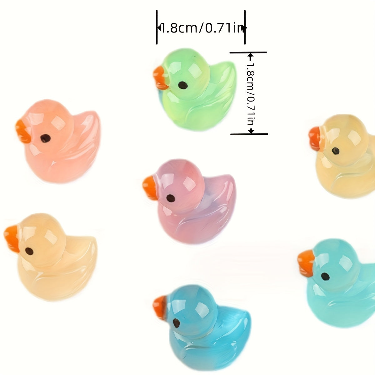 30pcs Glow in the Dark Mini Yellow Duck Toys ABS Resin DIY Decorative Ducks