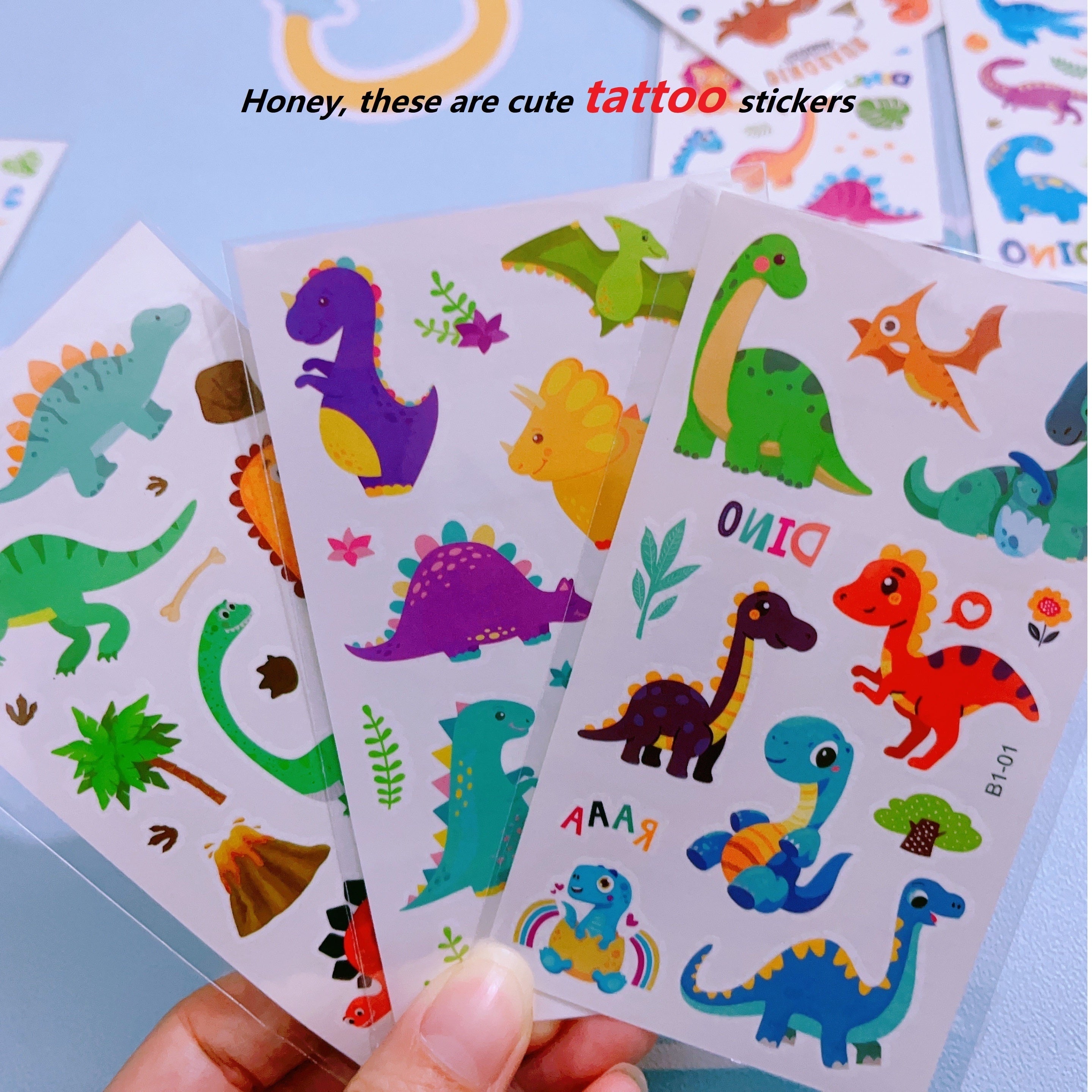 Waterproof Cartoon Dinosaur Temporary Tattoos