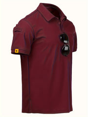 Men's Lapel 1/4 Button Short Sleeve Shirt For Fitness Training