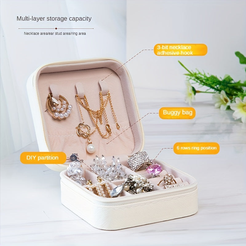 Portable Travel Jewelry Organizer Box PU Leather Storage Case