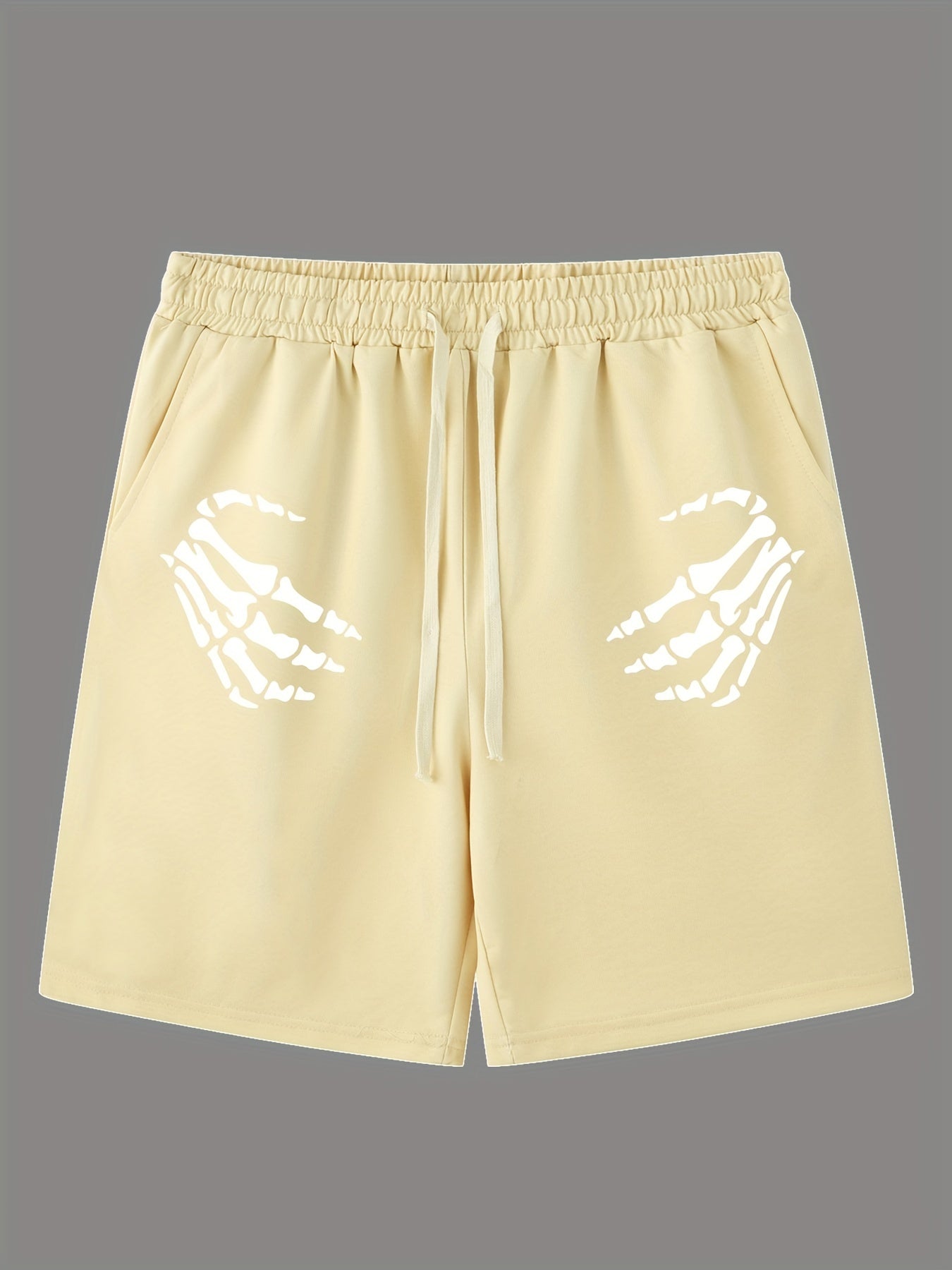 Hand Pattern Active Shorts with Drawstring