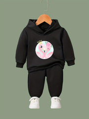 Girls 2pcs Flamingo Sweatshirt & Sweatpants Set
