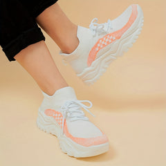 Women's Mesh Breathable Tennis Sports Shoes Lightweight Lace Up Travel Shoes