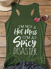 Slogan Print Round Neck Vest Top