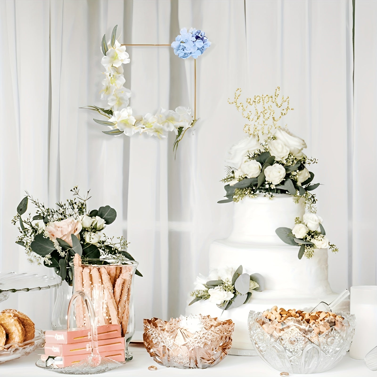 Square Metal Hoop Centerpiece Set for Wedding Decor & Crafts