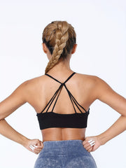 Diagonal Padded Sports Bra with Tie