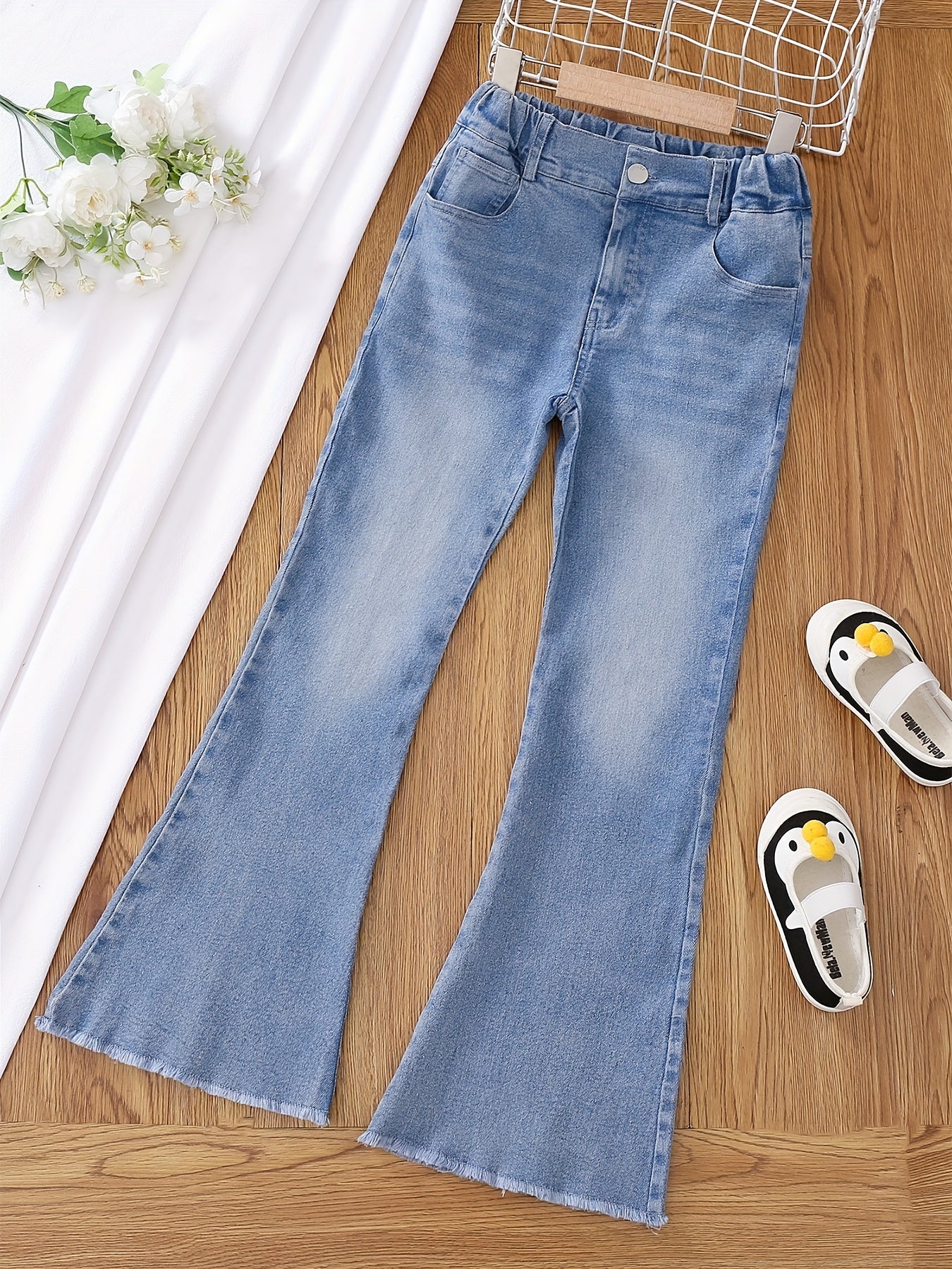 Girls' Flare Leg Denim Jeans For Kids Teens All Seasons